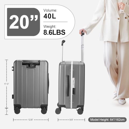 20" Carry On Luggage Double Handle Suitcase with Net Pocket