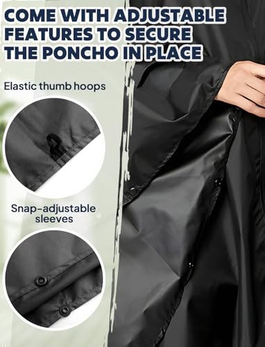 Waterproof Rain Poncho for Women Packable Hooded Raincoat with Pocket