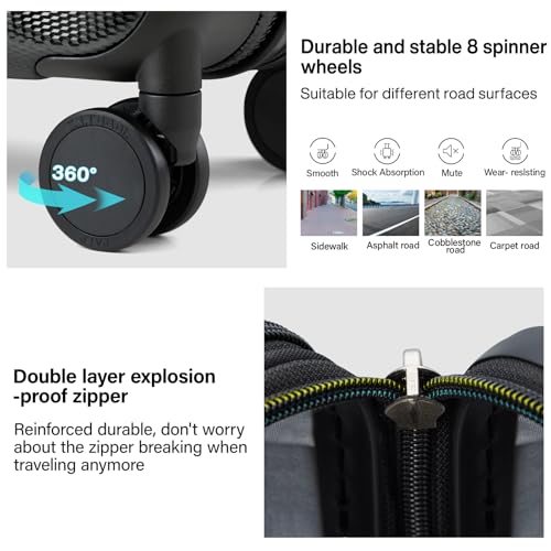 24 Inch Expandable Medium Checked Luggage with 8 Spinner Wheels