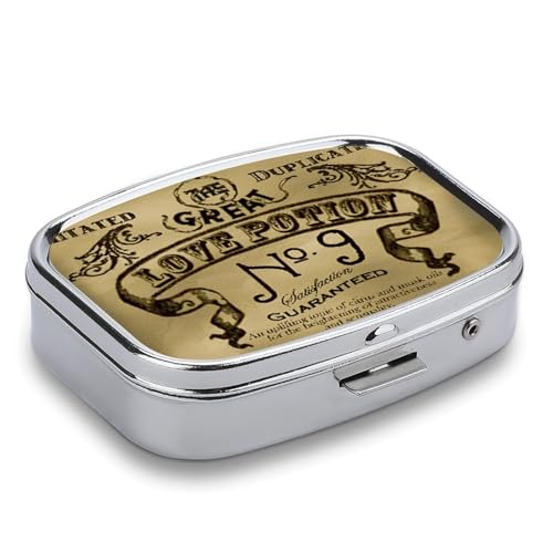 Metal 2 Compartment Pill Organizer Travel Friendly Portable Compact Pill Box Cute Pill Case to Hold Vitamins