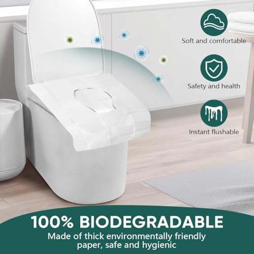 60 Pcs Disposable Flushable Paper Toilet Seat Covers Travel Supplies Essentials for Airplane