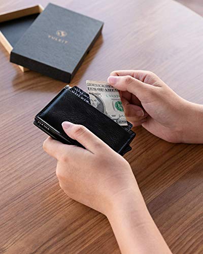 Card Holder Pop Up Slim Wallet Leather RFID Blocking Card Case Up to 8 Credit Cards Black (7 Count)