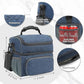 Double Layer Cooler Insulated Lunch Bag Adult Lunch Box Large Tote Bag for Men (Navy)