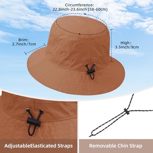 Waterproof Bucket Hats for Woman UPF 50+ Sun Hat Brick Red