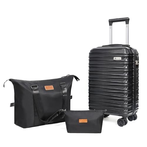 Luggage Set 3 Piece Luggage Set ABS hardshell Spinner Wheels Luggage Carry on Suitcase with Weekender bag & Toiletry bag (3 Count)