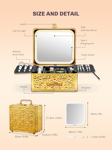 Makeup Box with Detachable Magnetic LED Mirror