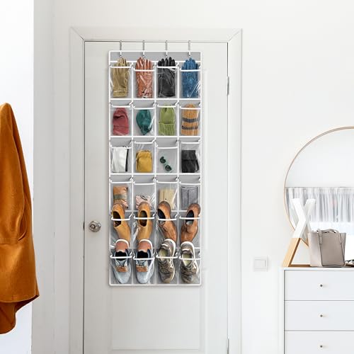 24 Pockets Large Clear Over the Door Shoe Organizer