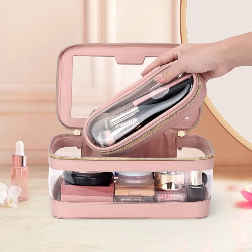 Travel Clear Makeup Bag with Makeup Brush Bag (2 Count)