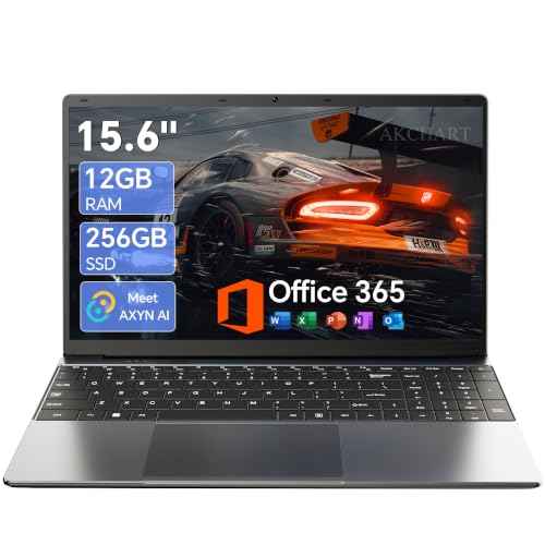 15.6'' AI Laptop with Office 365 12GB RAM 256GB SSD Win 11 Laptops