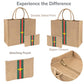 Large Beach Bag Jute Woven Red and Green and Black Stripe