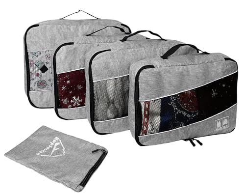 5 Set Packing Cubes for Travel Large Suitcase Luggage Organizer Bags Travel Accessories Vacation 4 Cubes 1 Laundry Pouch Bag (5 Count)