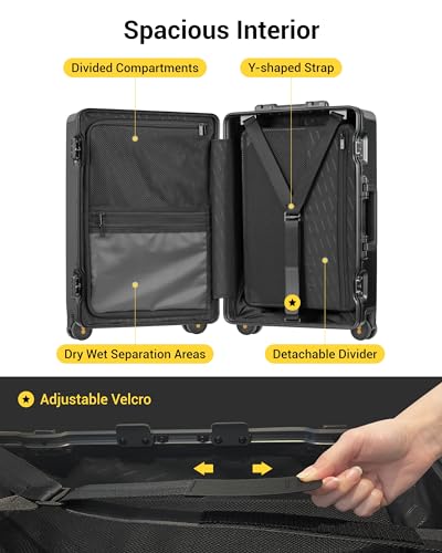Zipperless Carry On Suitcase Airline Approved with Aluminum Frame