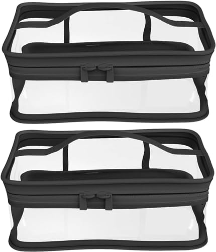Black Makeup Bag Zipper Waterproof Portable Travel Storage Pouch 2 Pcs (2 Count)