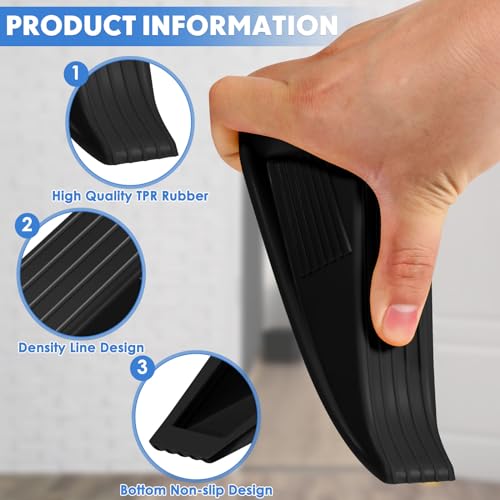 8 Pcs Heavy Duty Rubber Door Stops Wedge Stackable (8 Count)
