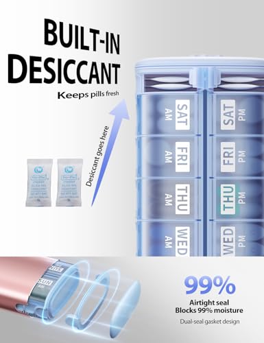 Metal 7 Day Travel Pill Organizer 2 Times a Day