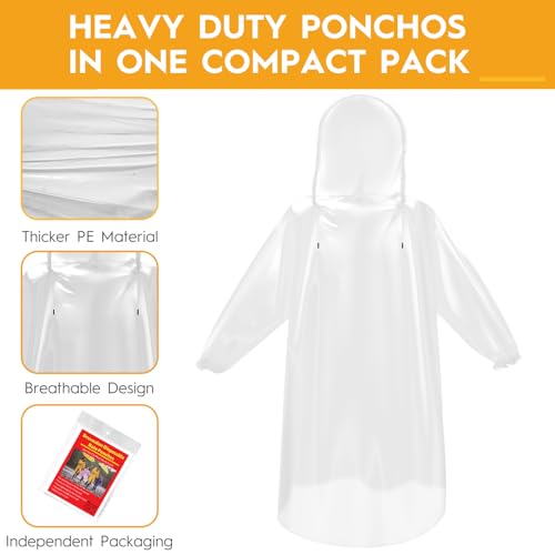 6 & 20 & 50 Pack Disposable Rain Ponchos for Adults (6 Count)