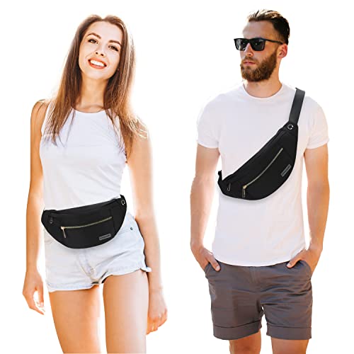 Fashion Cross body Fanny Pack Shoulder Bag for Women Men with Gold Zipper