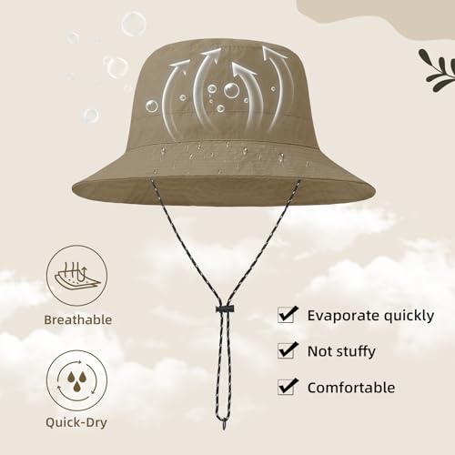 Waterproof Bucket Hats for Woman UPF 50+ Sun Hat Khaki