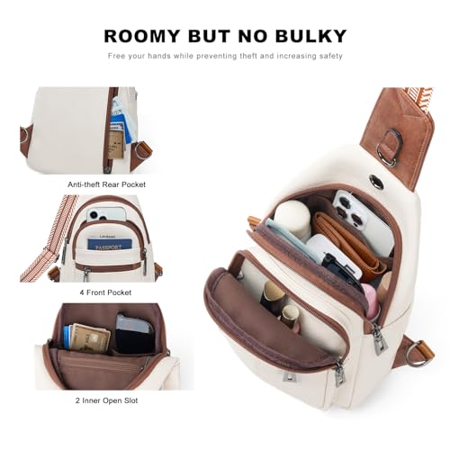 7L Sling Bag for Women Vegan Leather Crossbody Purse Chest Bags Fashionable Trendy Fanny Pack with Travel