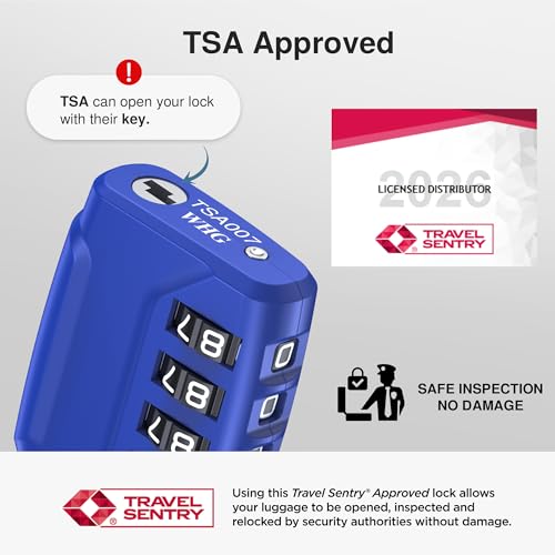 2 Pack TSA Approved Luggage Locks 4 Digit Code Cable Lock Blue (2 Count)