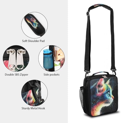 Cat Kitten Cool Kids Lunch Box for Girls Boys Reusable Insulated Lunch Bag for Kids Toddler Thermal Cooler Spacious Lunchbox with Shoulder Strap Lunchbag for School Work Picnic (A10:funny cat)
