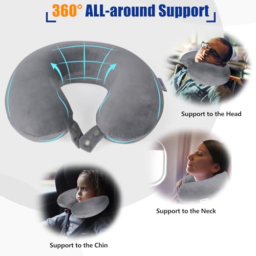 Airplane Pillow 100% Memory Foam Neck Pillow for Airplanes Flight Rest Best Adjustable Travel Neck Support Pillows