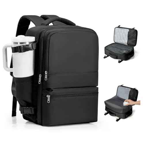 Vacuum Backpack Travel with Pump Vacuum Travel Backpack Carry On Flight Approved Frontier Spirit Airlines Personal Item Bag 18x14x8 Compression Carry On Luggage for Women Men Black