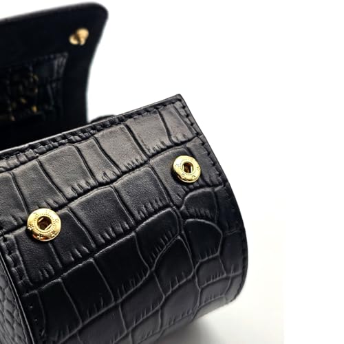 Genuine Napa Leather Watch Roll Travel Case for 3 Watches