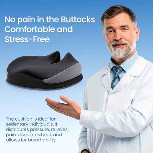 Large Seat Cushion for Office Chair Memory Foam Coccyx Pain Relief Cushion Pillow for Back Support Non