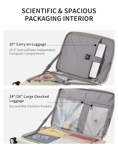 Expandable Top Opening 24 Inch Checked Luggage with Spinner Wheels