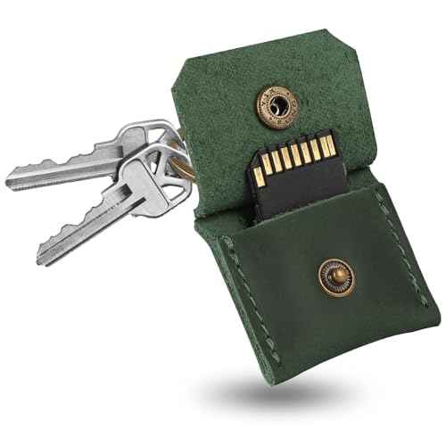 Genuine Leather SD Card Holder Keychain