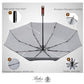 Folding Umbrella Lux Hardwood Handle Auto Open Close Herringbone