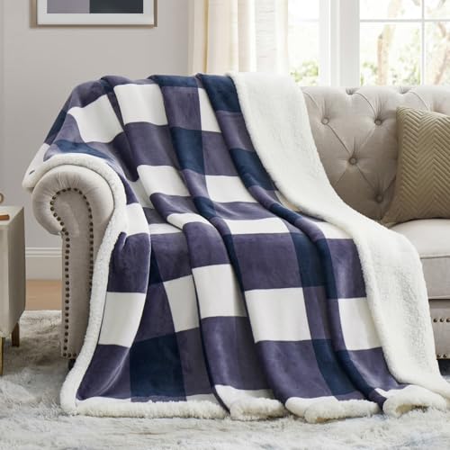 Sherpa Blanket Fleece Throw Blanket Twin Plaid Thick Bed Blanket