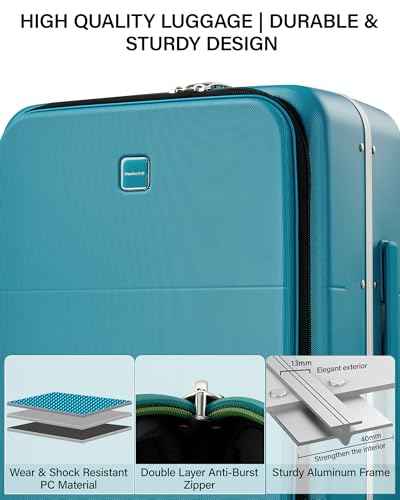 24 Inch Top Opening Checked Luggage with Cup Holder and USB Ports