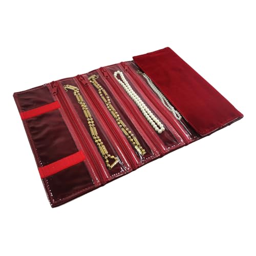 Travel Jewelry Roll Bag Portable Organizer Pouch With Grids&PVC Cover Storage Bags for Necklace
