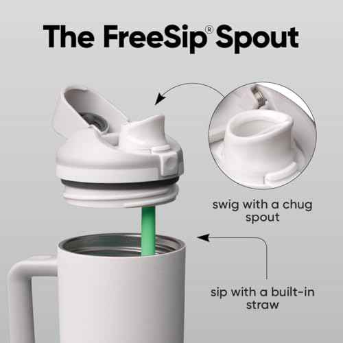 FreeSip Tumbler Stainless Steel Water Bottle 30 oz Shy Marshmallow