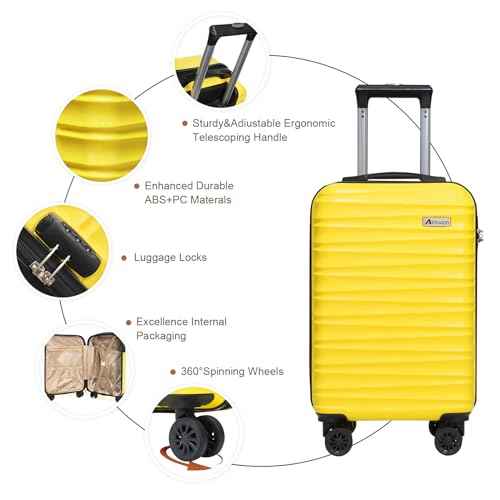 Luggage Set 3 Piece Luggage Set ABS hardshell Spinner Wheels Luggage Carry on Suitcase with Weekender bag & Toiletry bag (3 Count)