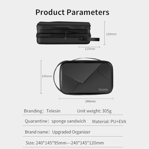 Large Carry Case Carrying Travel Bag for GoPro Max Hero 13 12 11 10 9 8 7 6 5 DJI Action 3 4 5 Osmo Pocket 3 Insta360 X3 X4 X5 Go3 Ace Pro AKASO Battery Charger Strap Mount Accessories