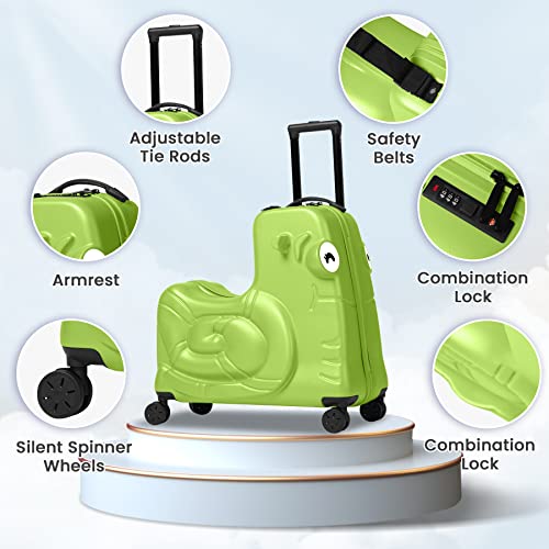 Kids Ride on Luggage with Spinner Wheels Suitcase
