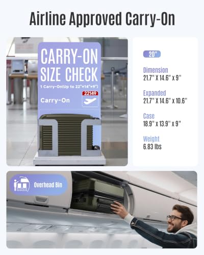 20 Inch Carry On Luggage 22x14x9 Airline Approved