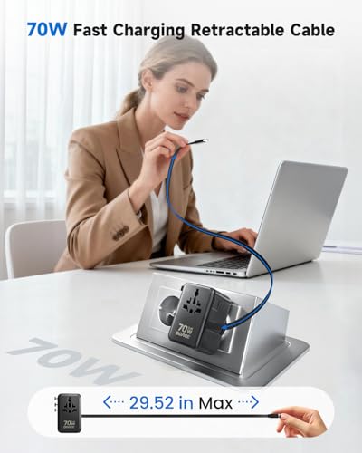 70W GaN Universal Travel Adapter with USB