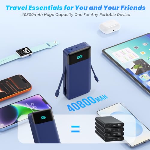 Portable Charger 40800mAh USB C Power Bank with Built