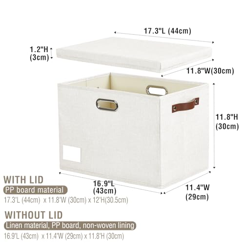 17" Large Fabric Storage Box with Lids (3 Count)