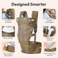 6-in-1 Baby Carrier with Hip Seat, Ergonomic Newborn to Toddler Carrier 7–50 lbs, Front Back Hip Carry, Lumbar Support, Sun Hood, Safety-Certified, Warm Taupe