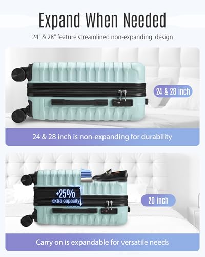 Luggage Sets 3 Pcs Suitcase with Wheels