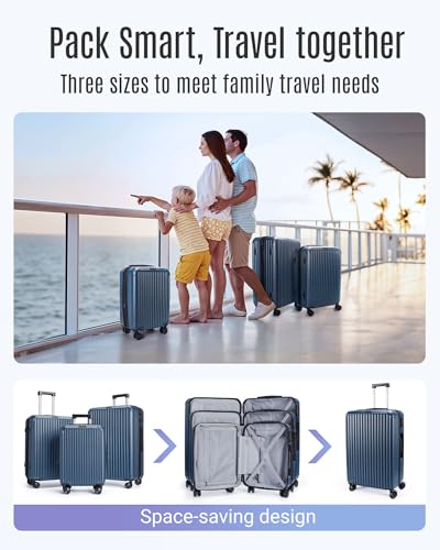 3 Piece Luggage Sets With Spinner Wheels Hardshell TSA Lock