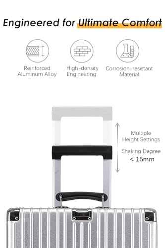20 Inch All Aluminum Carry On Luggage with Leather Handle