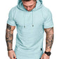 Mens Fashion Hoodies Sport Pullover Solid Color Shirt Workout Lightweight Tops Sky Blue