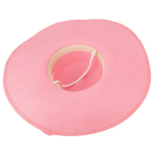 Womens Bowknot Straw Hat Large Foldable Beach Sun Hat Roll up UPF 50+