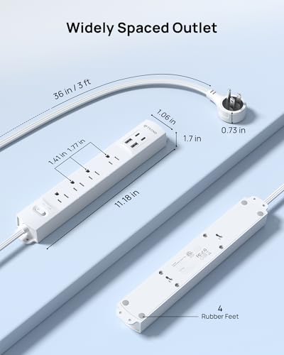 Wall Mount Surge Protector Power Strip with 360 Rotating Plug